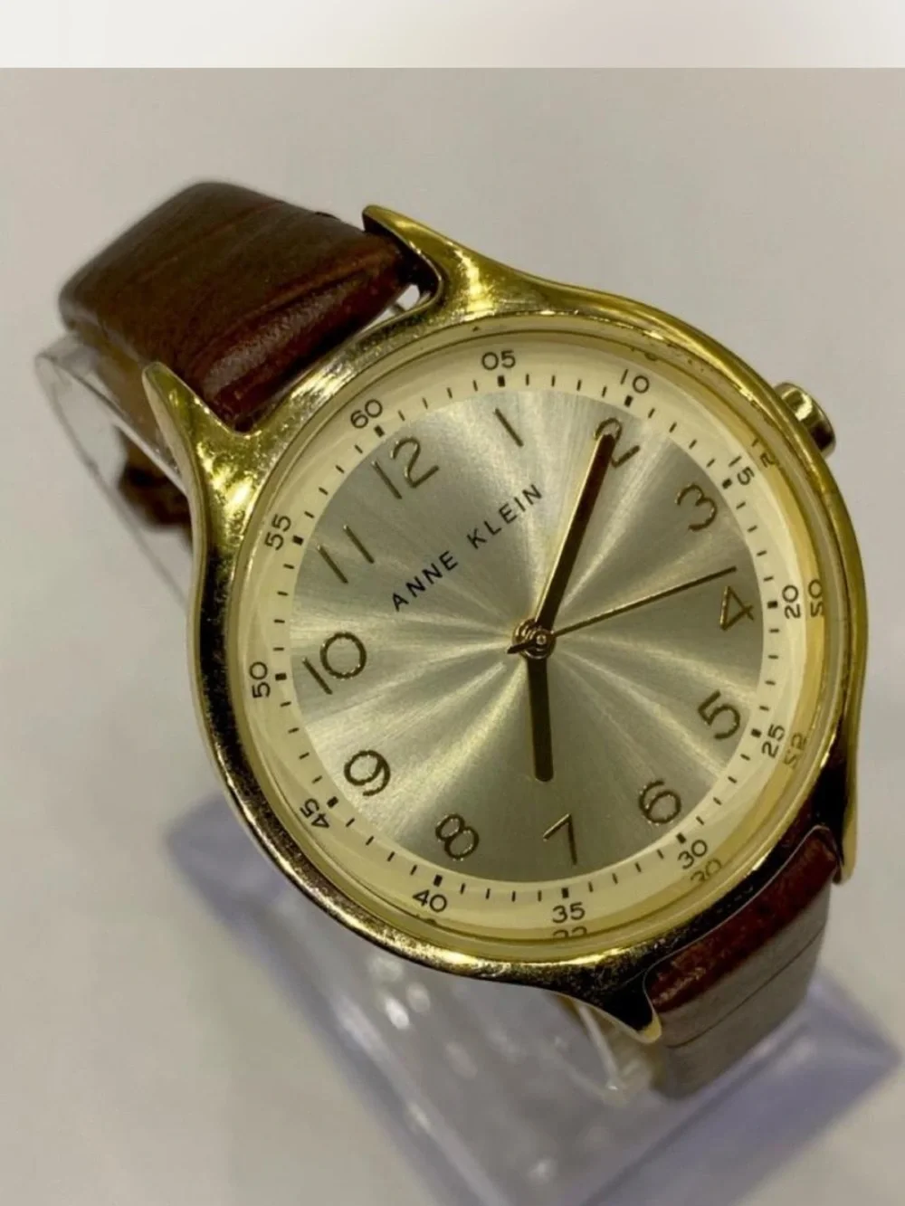 ** Anne Klein  ^^^ Women's Gold Dial  Leather Strap Watch * Mocha” ^*^